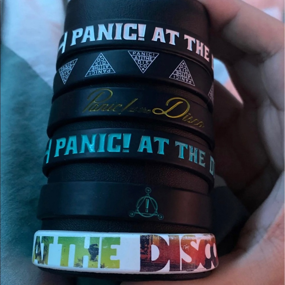 Official Panic! At the disco rubber wristbands! Heavily worn